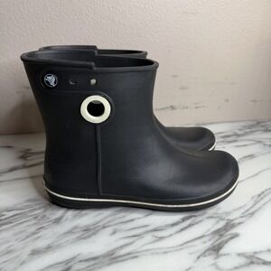 Crocs Jaunt Shorty Women Rain Boots Sz 10 Waterproof Outdoor Black Rubber Slip